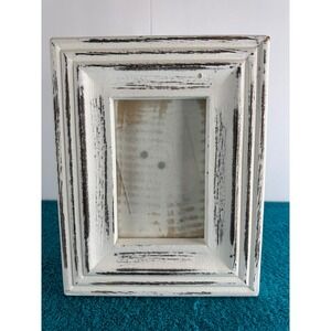 Distressed White Wood Photo Frame Shabby Chic Rustic Tabletop Display